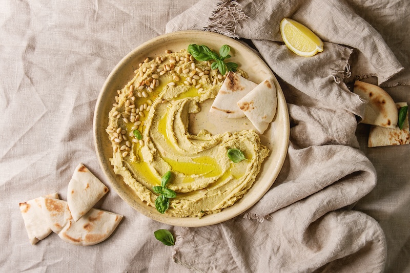 Proteinrik hampahummus